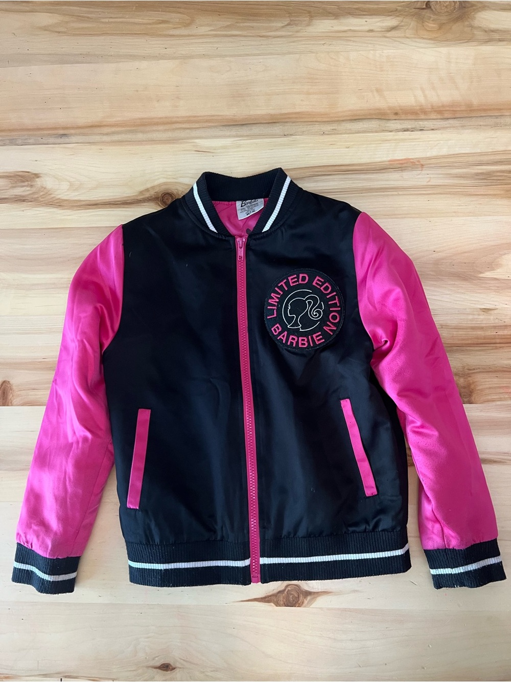 Barbie Black & Hot Pink Kids Limited Edition Bomber Jacket